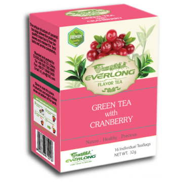 Sac de thé à pyramide de thé vert aromatisé aux canneberges Premium Blends Organic & EU Compliant (FTB1506)